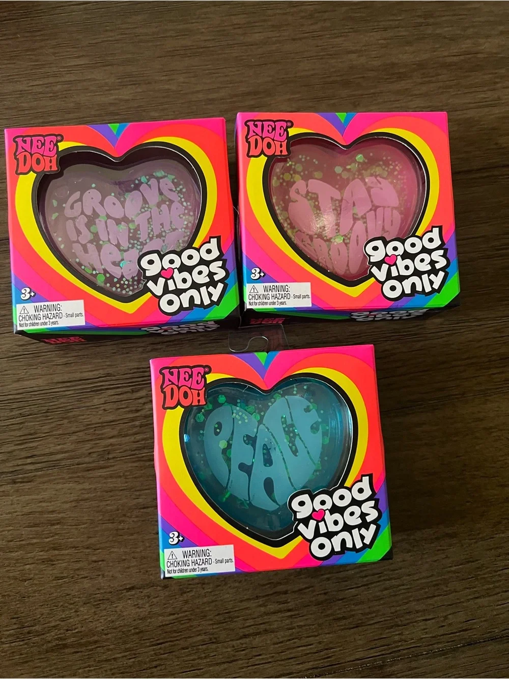 AUTHENTIC Schylling NeeDoh - BUNDLE (Good Vibes Only Hearts) (set of 3)
